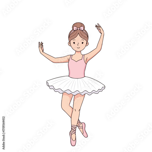 Cute Cartoon Ballerina in Pink Tutu.