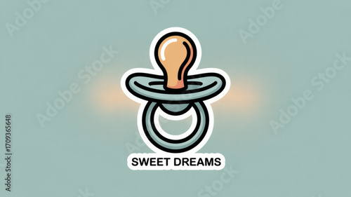 Baby pacifier illustration for newborn soothing and sleep aid with sweet dreams theme vector graphic design