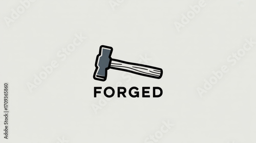 Forged hammer icon illustration for blacksmithing tools and metalworking equipment design resource asset