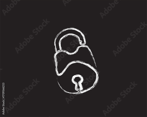 Padlock brush painting vector illustration. Art painting of vintage lock for poster, wall decor, sticker.