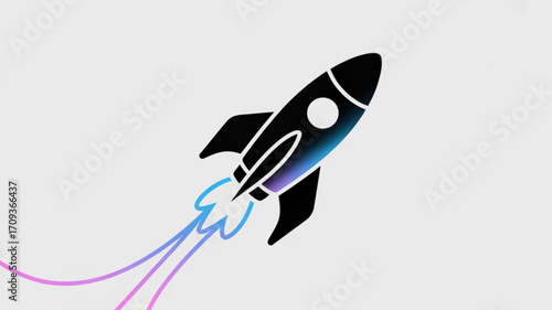 Rocket ship launch illustration for space exploration startup business and technology innovation concept design