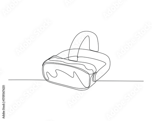 Virtual reality glasses outline drawing illustration. Simple continuous line draw of VR glasses.