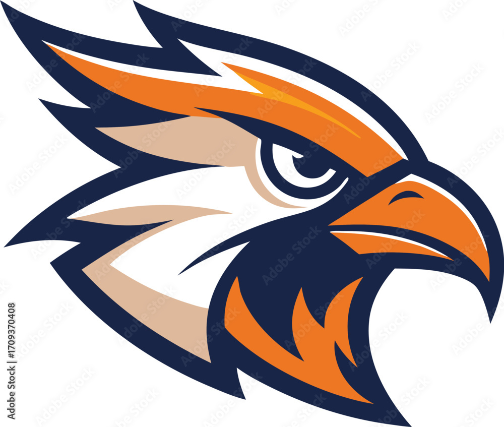 Obraz premium Aggressive bird head mascot logo vector illustration for sports and brands