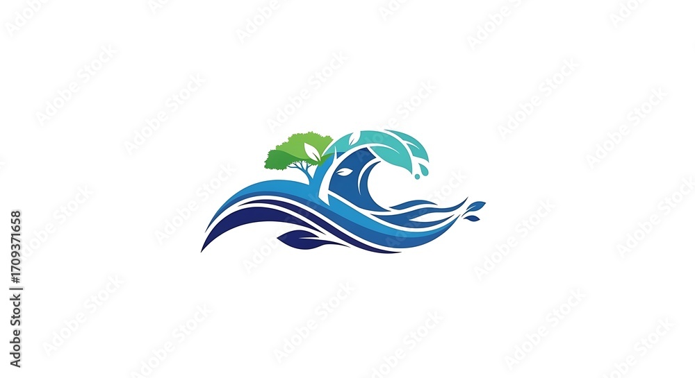 Obraz premium Oceanic Wave and Nature Logo.