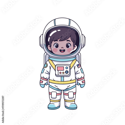 Cute Cartoon Astronaut Boy Illustration.
