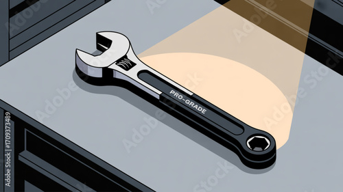 Pro grade adjustable wrench spanner tool for automotive repair maintenance and diy projects illustration