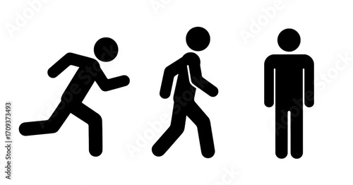 Iconic silhouettes of running people symbolize success in a competitive race