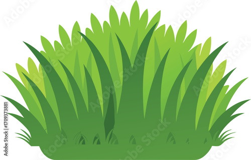 Vibrant green grass and bush bundle vector illustration scalable icon for design projects