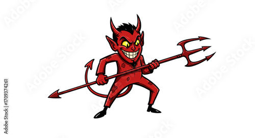Little devil with hell fork.