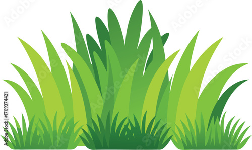 Vibrant green grass bushes vector illustration for nature and garden designs