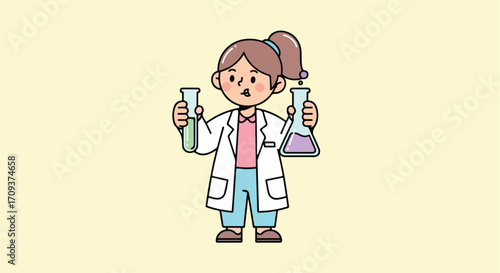 Young Female Scientist Conducting Chemical Experimentation.