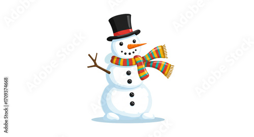 snowman with red hat and scarf