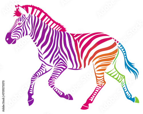Zebra running silhouette illustration  isolated on white background