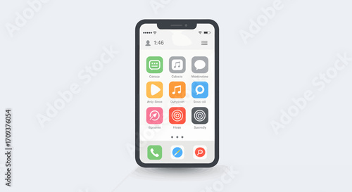 A detailed illustration of a modern smartphone displaying various application icons on its screen.
