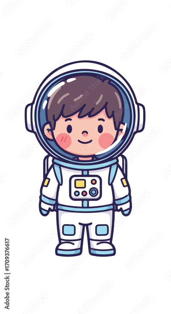 Adorable Cartoon Astronaut Character in Space Suit. Adorable Cartoon Astronaut Character in Space Suit.