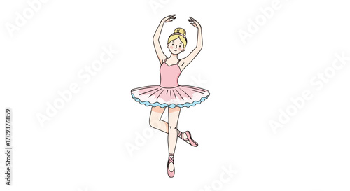 Ballerina in a graceful pose outlined illustration.