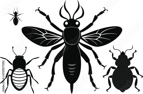 Scalable vector pack 150 insects beetles bees ants stylized insect illustrations eps