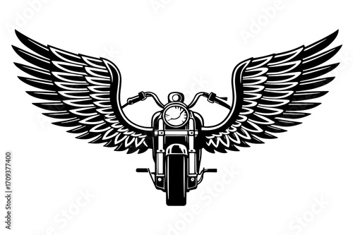 Winged Bike Tattoo Style Silhouette Vector Design