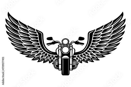 Motorcycle Angel Wings Emblem Vector Silhouette