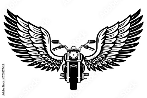 Biker Motorcycle Wings Silhouette Vector Design