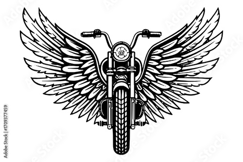 Biker Motorcycle Wings Silhouette Vector Design