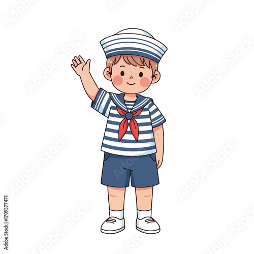 Adorable Sailor Boy Cartoon Illustration.