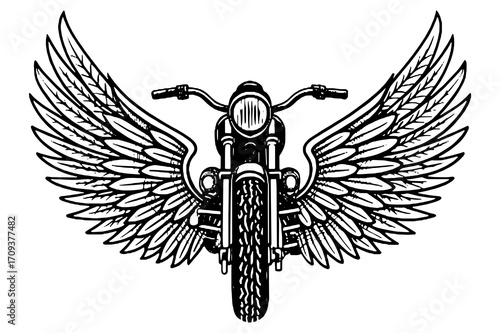 Biker Motorcycle Wings Silhouette Vector Design