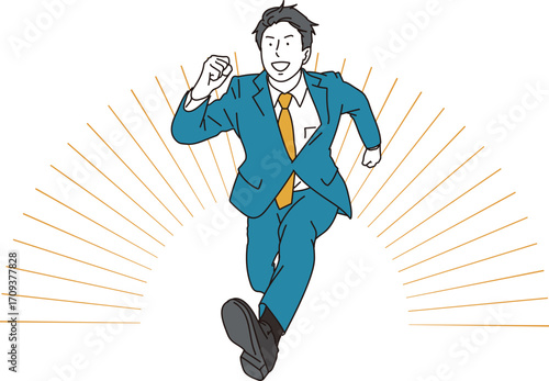 全力で走る男性のビジネスパーソンのイラスト素材