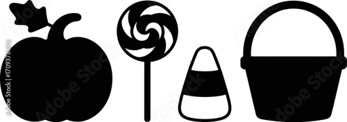 Whimsical Halloween treats and basket silhouettes for festive celebrations
