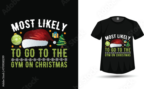 "Merry Liftmas" Funny Weightlifting Santa Claus Christmas Gym T-Shirt Vector Design