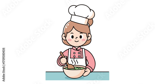 Cartoon Chef Cooking Delicious Food.