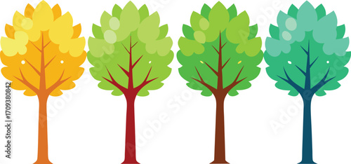 Four seasons tree collection vector illustration scalable eps graphic art