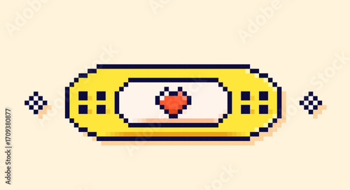 Pixel art Y2K cute yellow adhesive plaster with a heart.