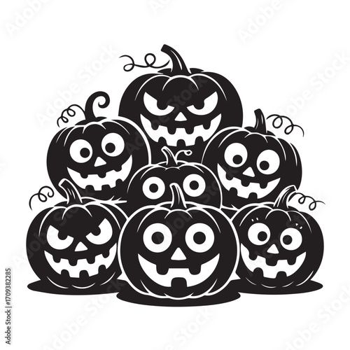 Black and White Jack-O-Lantern Pumpkin Silhouettes (This works well, as it specifies the color and style.)