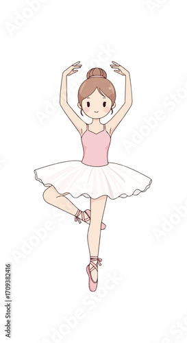 Cute Cartoon Ballerina Dancer in Pink Tutu.
