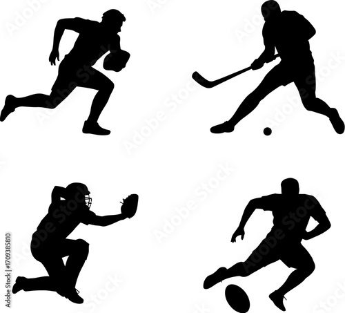 Dynamic silhouettes of athletes engaged in diverse sports, showcasing action and movement.