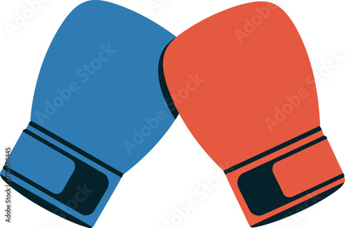 Boxing gloves clash competition sport fight intense action red blue vector