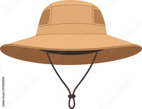Wide brim sun hat for outdoor protection breathable straw style summer travel accessory vector