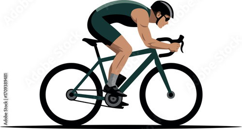 Athletic cyclist races bicycle speed triathlon sport professional athlete vector