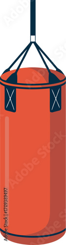Orange punching bag gym workout equipment vector