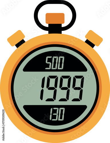 Retro stopwatch timer digital display vintage timekeeping device vector