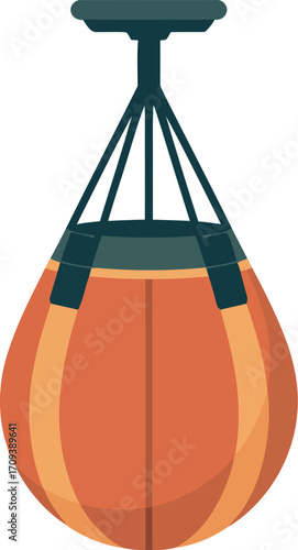 Boxing punch bag hanging training equipment sport fitness workout vector
