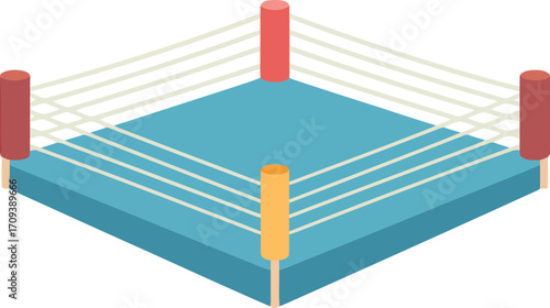 Boxing ring isometric view professional sports arena competition fight sport training combat vector