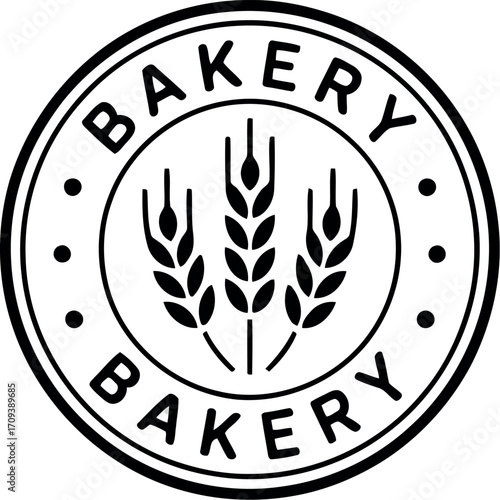 Artisan bakery logo emblem wheat stalks circular design vintage stamp style for branding vector