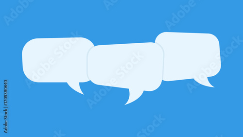 Three blank speech bubbles overlapping each other on a blue background
