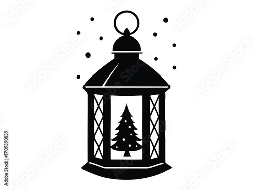 winter candle lantern vector icon