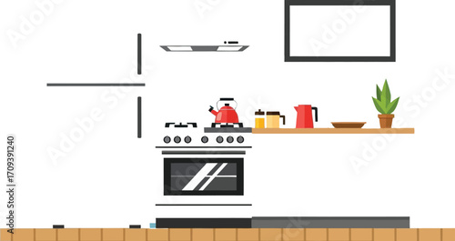 Modern kitchen interior design with blue tile backsplash stainless steel appliances and minimalist decor creating a clean and contemporary cooking space for culinary creations