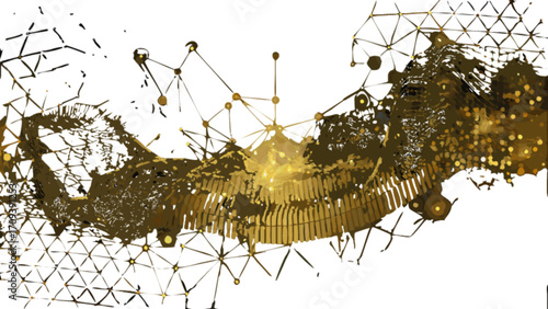 Abstract golden network design illustration for technology and business concepts