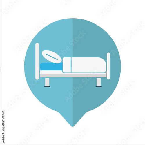 Clean hospital bed icon location pin medical healthcare symbol vector