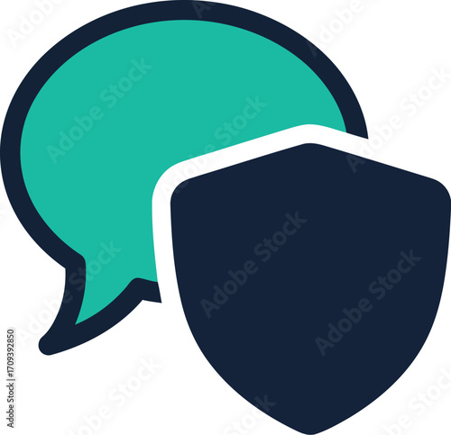 Secure communication shield chat bubble data protection cyber security icon concept vector